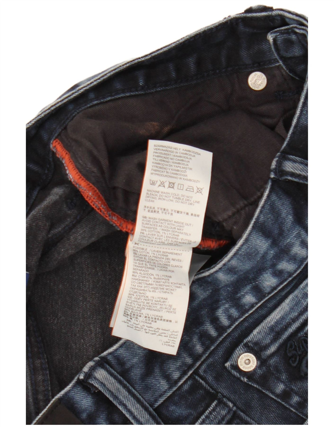 Męskie spodenki jeansowe Superdry W32 Średni granatowy, bawełniany