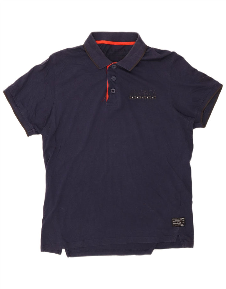 Męska koszulka polo JACK & JONES, duża, granatowa, bawełniana