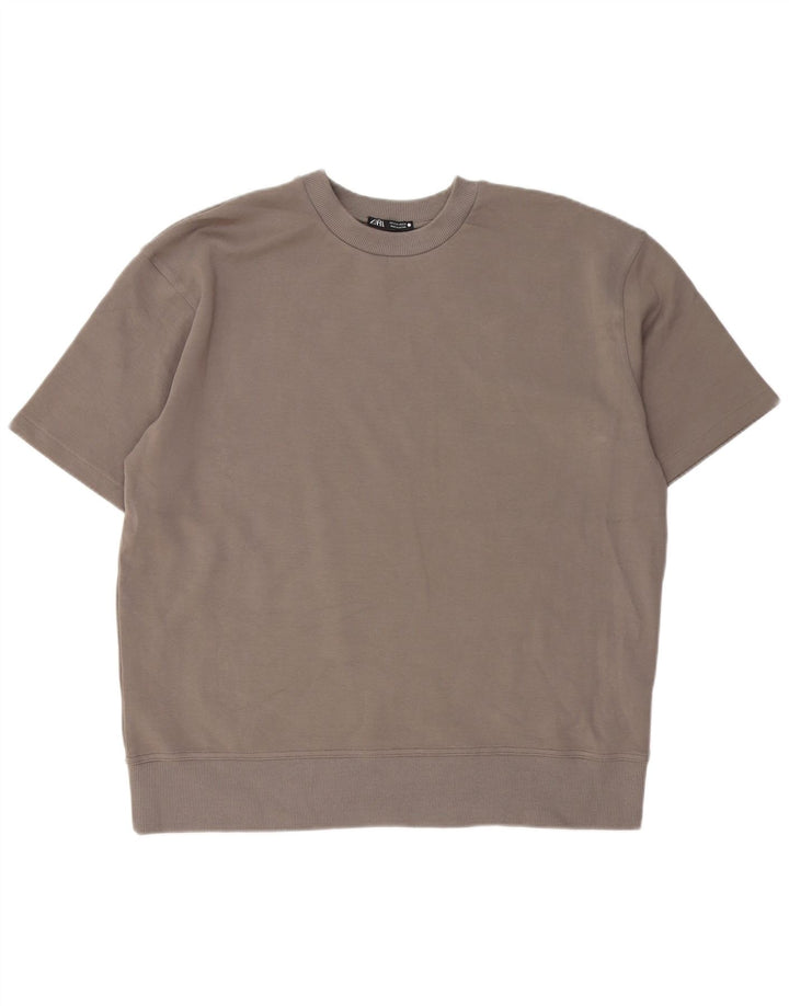 Damski sweter oversize z krótkim rękawem Zara UK 14, średni szary