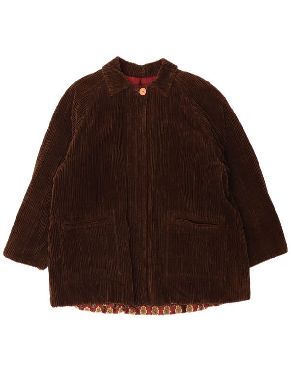 Vintage damska, oversize'owa kurtka sztruksowa UK 14, średnia brązowa bawełna