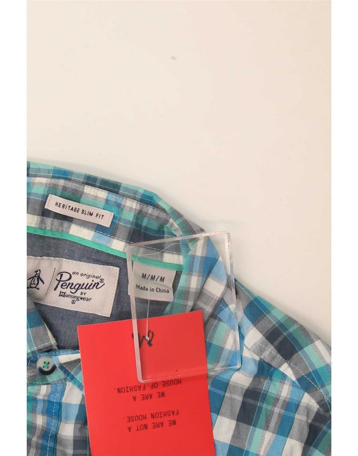 Koszula męska Penguin Heritage Slim Fit w średnią niebieską kratkę