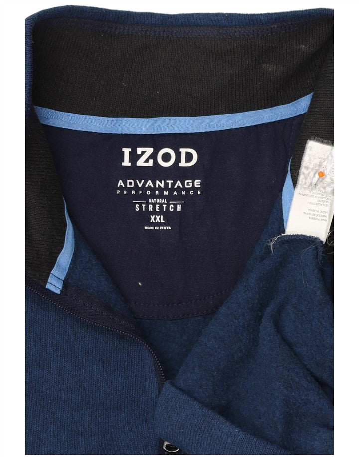 IZOD Męski sweter z zamkiem błyskawicznym, 2XL, granatowy, nakrapiany poliester