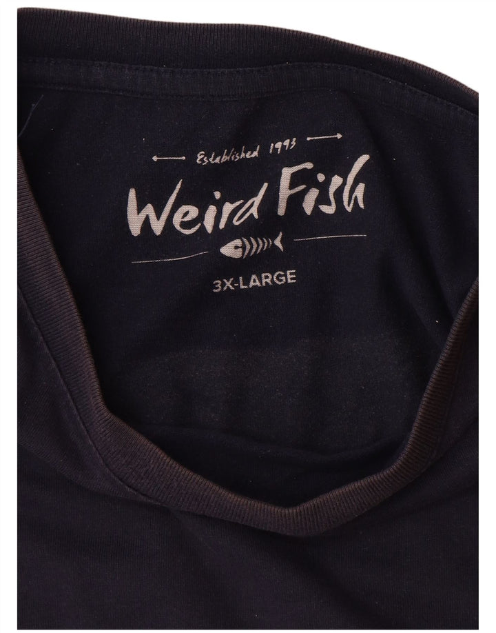 Męska koszulka graficzna WEIRD FISH Top 3XL, granatowa, bawełniana