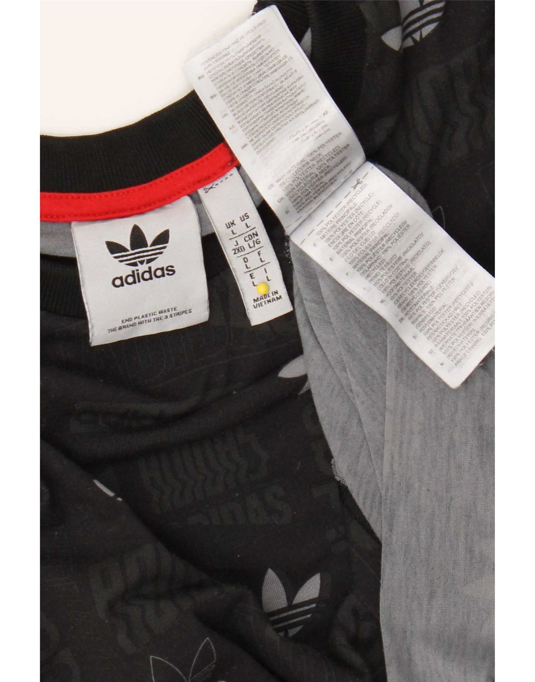 Męska koszulka z grafiką Adidas, duża, czarna, poliestrowa