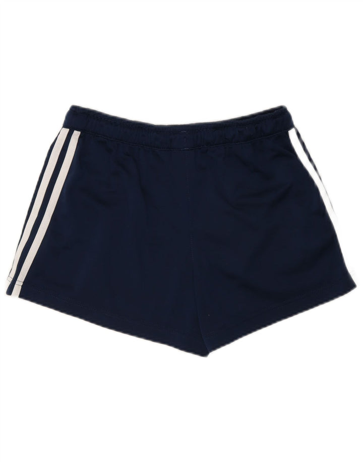 Damskie spodenki sportowe Adidas UK 10, małe, granatowe, poliestrowe paski