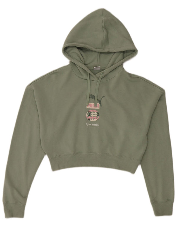 Damski sweter z kapturem Puma Oversize Crop Graphic UK 10 Small Green Cotton