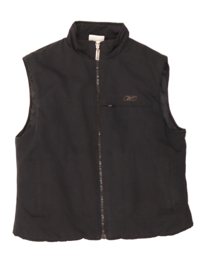 REEBOK Womens Gilet UK 14 Medium Black Polyester Vintage Reebok and Second-Hand Reebok from Messina Hembry 