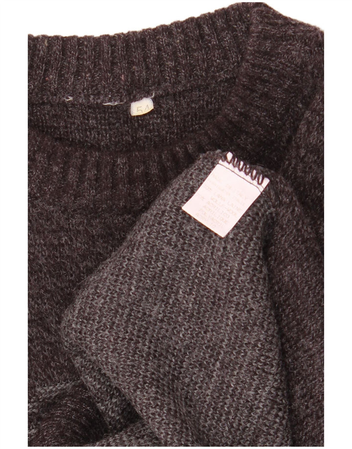 Męski sweter z okrągłym dekoltem VINTAGE IT 54 XL Szary Fair Isle Wool