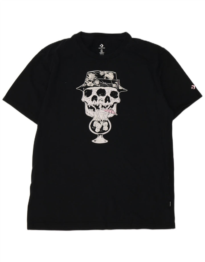 CONVERSE Mens Graphic T-Shirt Top Large Black Cotton