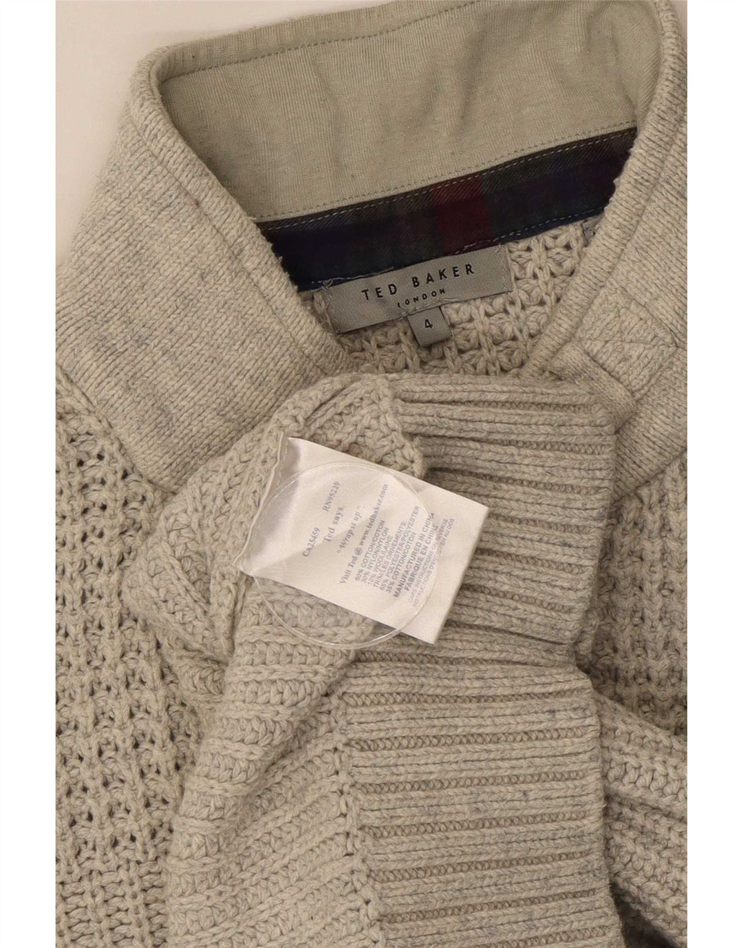 Męski sweter zapinany na guziki Ted Baker, rozmiar 4, duży, szary, bawełniany