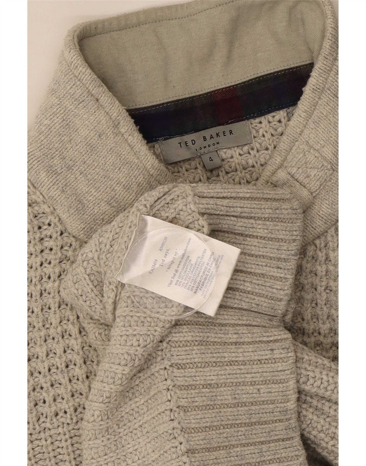 Męski sweter zapinany na guziki Ted Baker, rozmiar 4, duży, szary, bawełniany