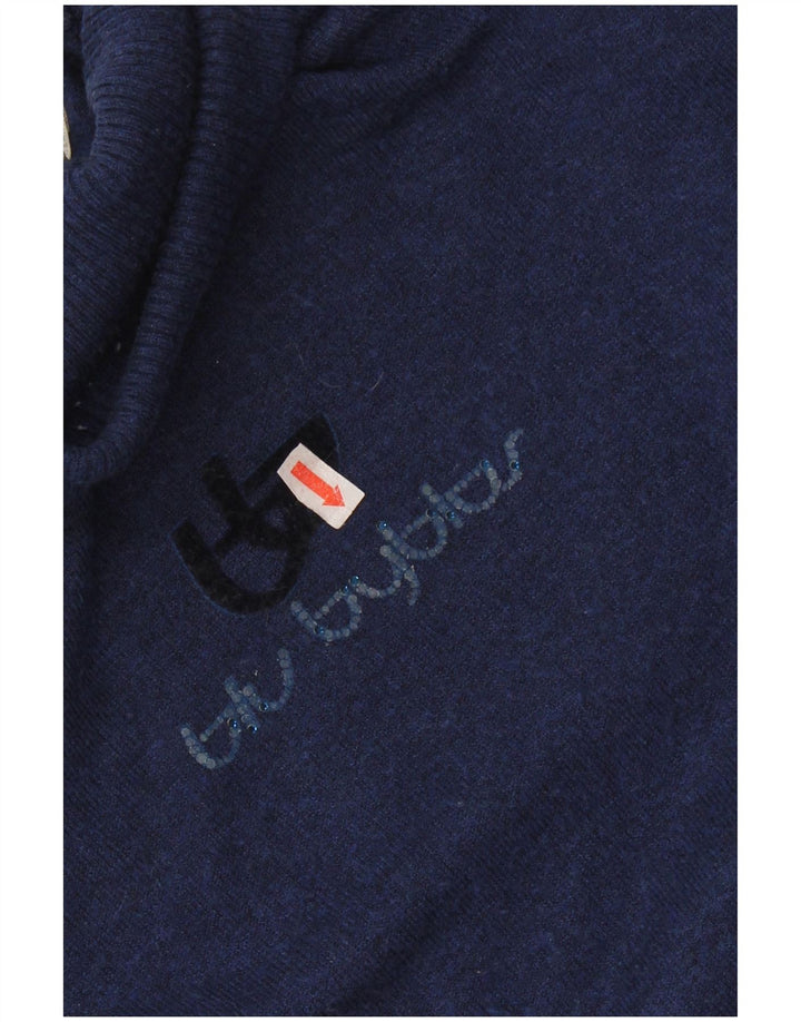 BYBLOS Damski sweter z golfem UK 14, duży, granatowy, akrylowy