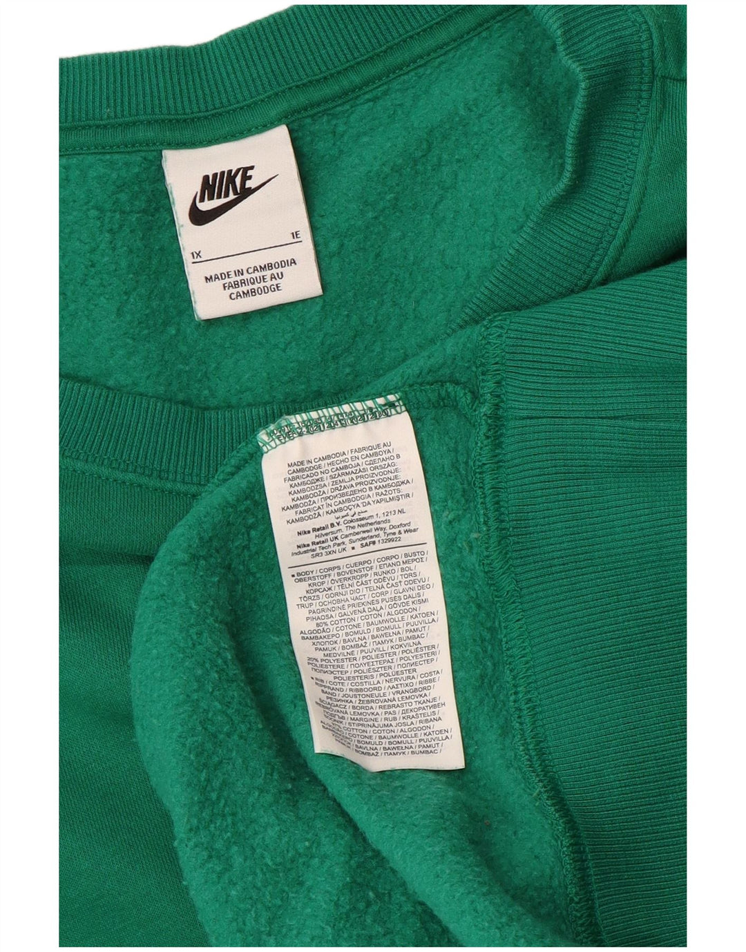 Męski sweter z kapturem NIKE XL, zielony, bawełniany
