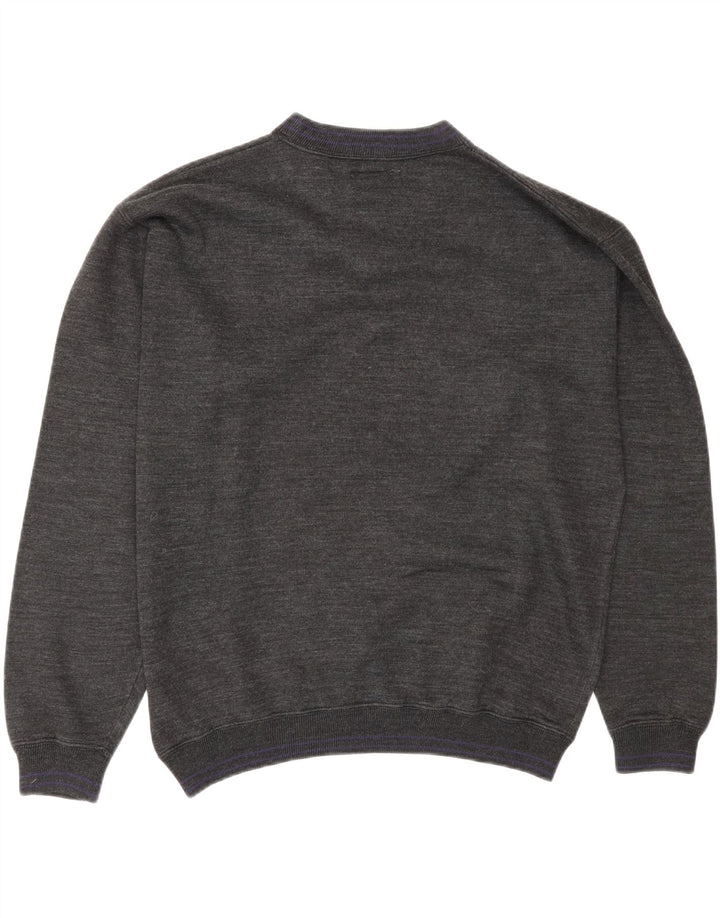 Sweter męski w stylu vintage, duży, szary, bawełniany