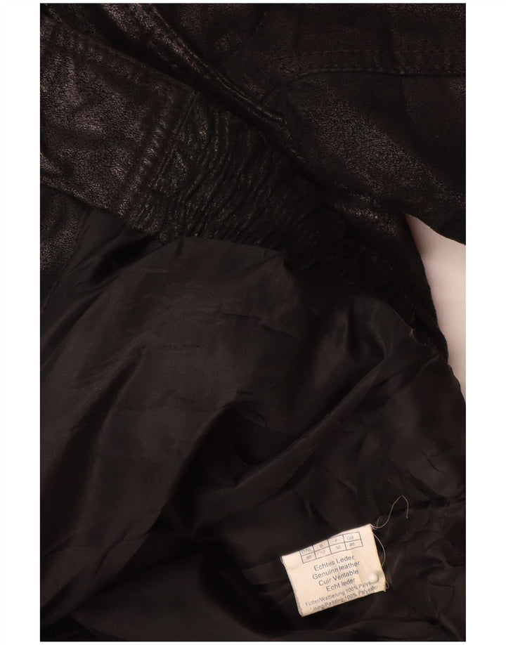 Męska kurtka skórzana VINTAGE UK 40, duża czarna skóra z blokami kolorów