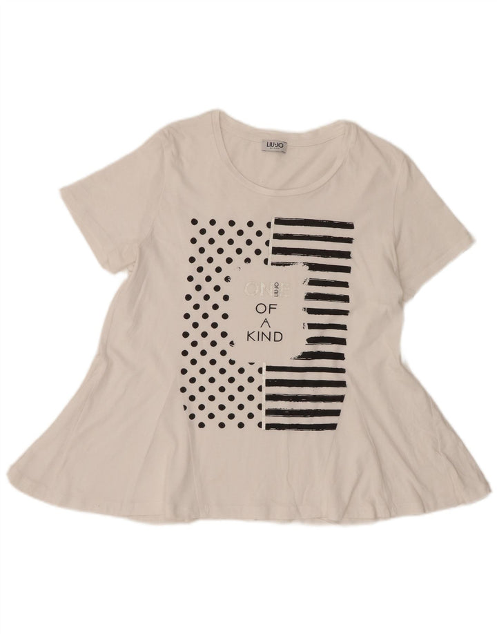 Damska bluzka Liu Jo Milano Graphic Top UK 12 Średnia biel