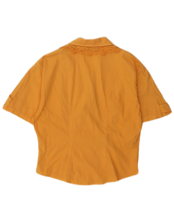 Vintage Womens Short Sleeve Shirt Blouse UK 12 Medium Orange Cotton