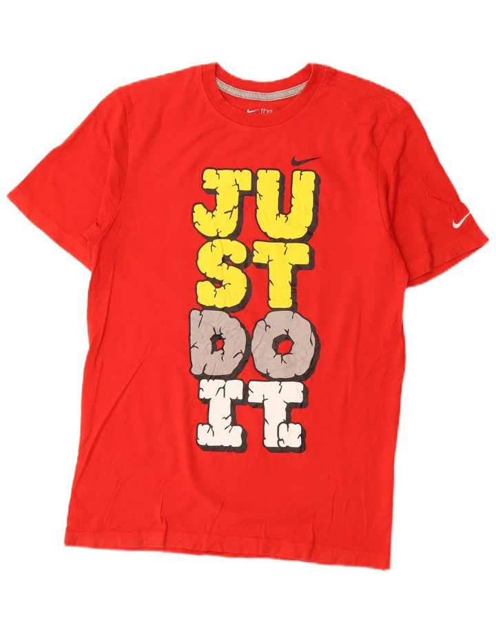Męski T-shirt z grafiką Nike o standardowym kroju, mały, czerwony, bawełniany