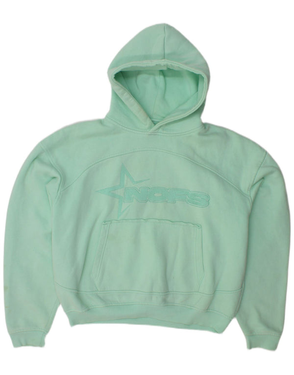 Damska bluza z kapturem, oversize, z grafiką NOFS, UK 18 XL, zielona bawełna