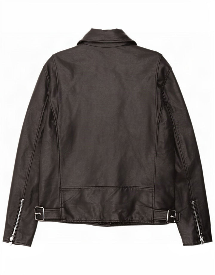 Męska kurtka motocyklowa Zara ze sztucznej skóry UK 42 XL, czarna, poliuretanowa