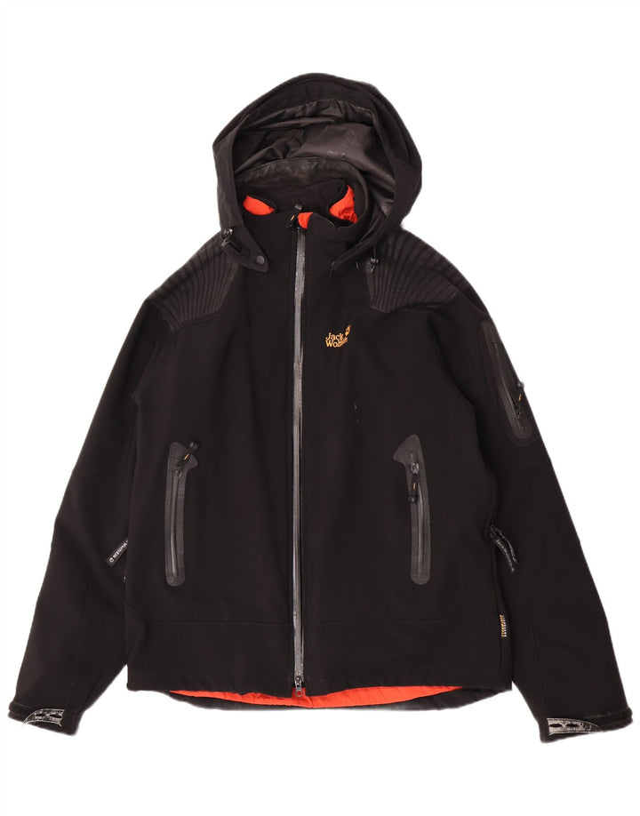 Męska kurtka wiatrówka Jack Wolfskin z kapturem UK 40/42, duży czarny poliester