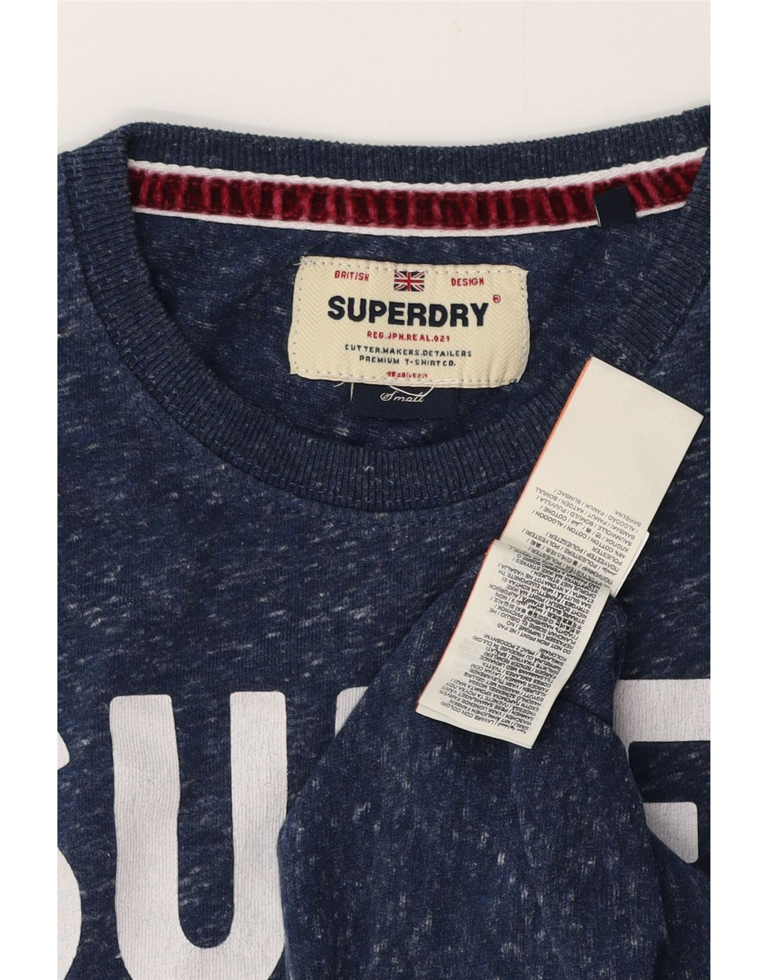 SUPERDRY Męski T-shirt z grafiką, mały, bawełniany w granatowe plamki