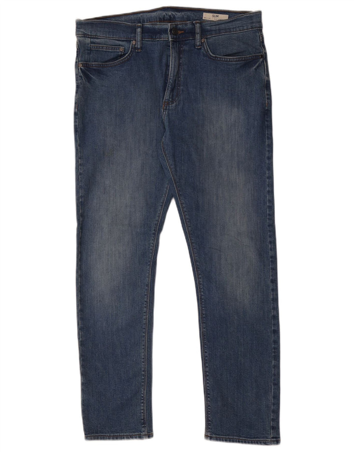 Marks & Spencer Męskie jeansy slim W34 L31 Niebieskie bawełniane