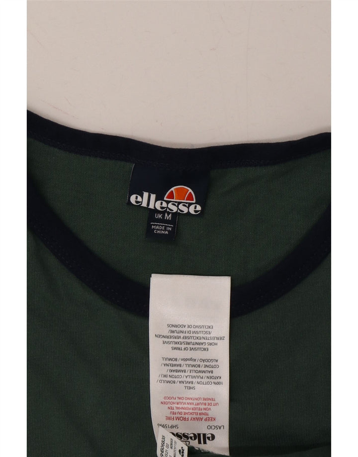 ELLESSE Mens T-Shirt Top Medium Green Striped Cotton Vintage Ellesse and Second-Hand Ellesse from Messina Hembry 