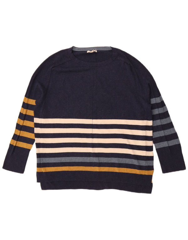 White Stuff Womens Boat Neck Jumper Sweater UK 20 2XL Navy Blue Striped