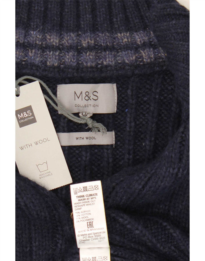 Marks & Spencer Męski sweter zapinany na zamek 2XL Granatowy akryl