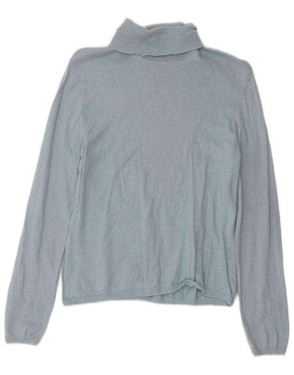 Marks & Spencer Damski sweter z golfem UK 14, średni niebieski, wiskoza