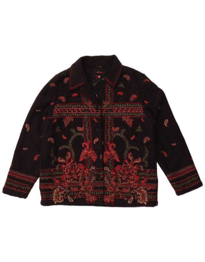 Damska kurtka bomberka Dash UK 14, duża czarna wełna Paisley