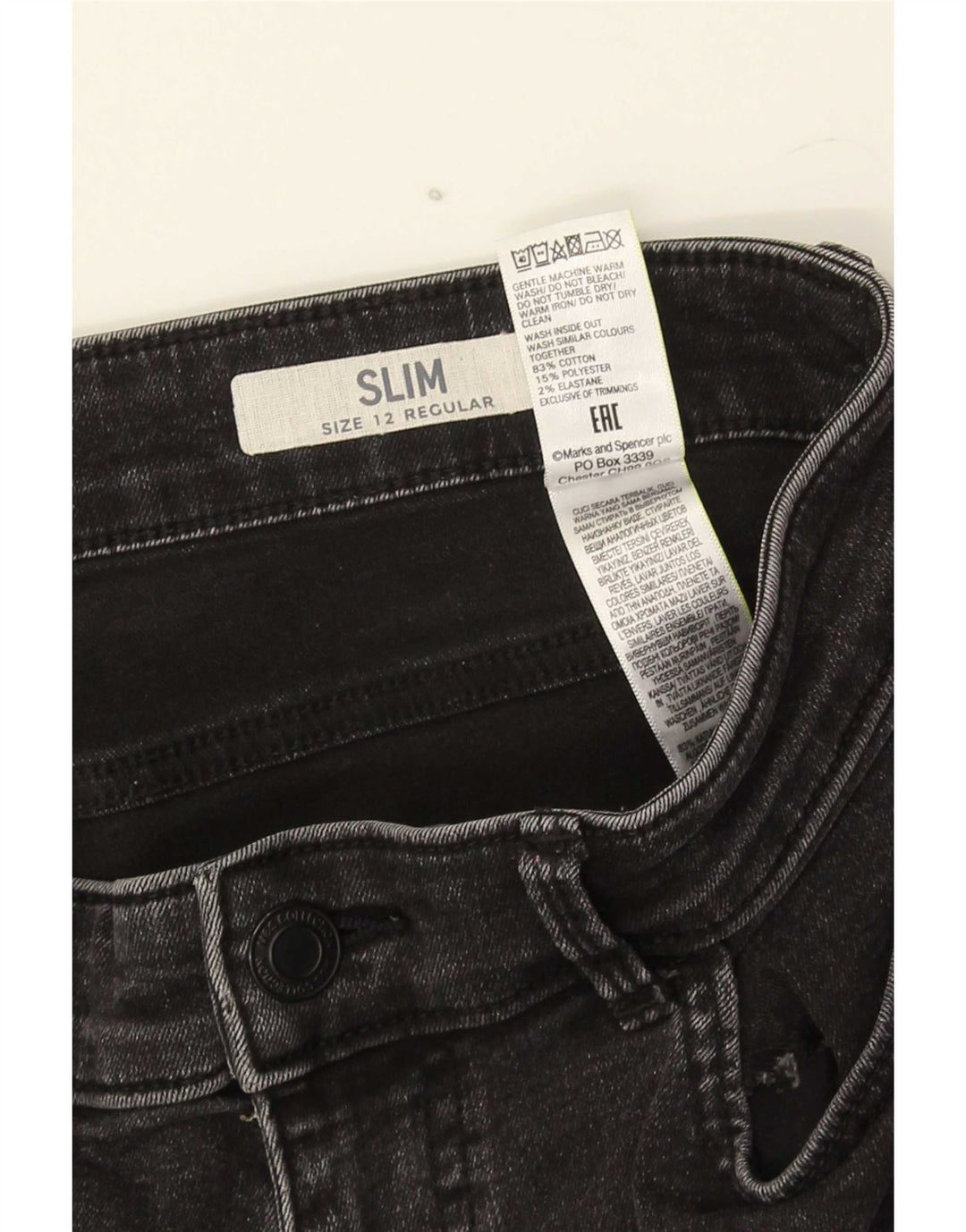 Marks & Spencer Damskie jeansy slim UK 12 Medium W30 L27 Szara bawełna