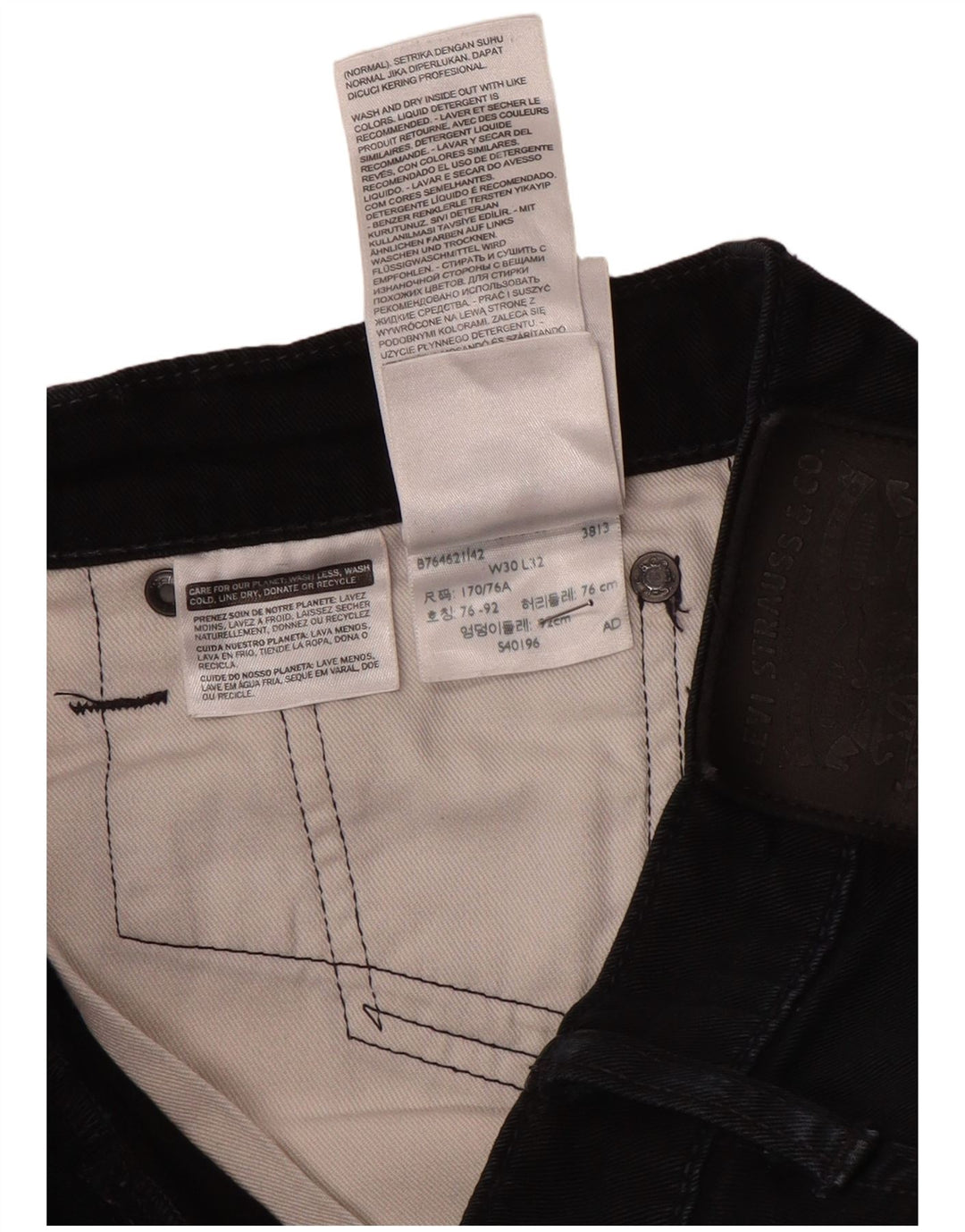 Męskie proste dżinsy Levi's W30 L32 Czarna bawełna