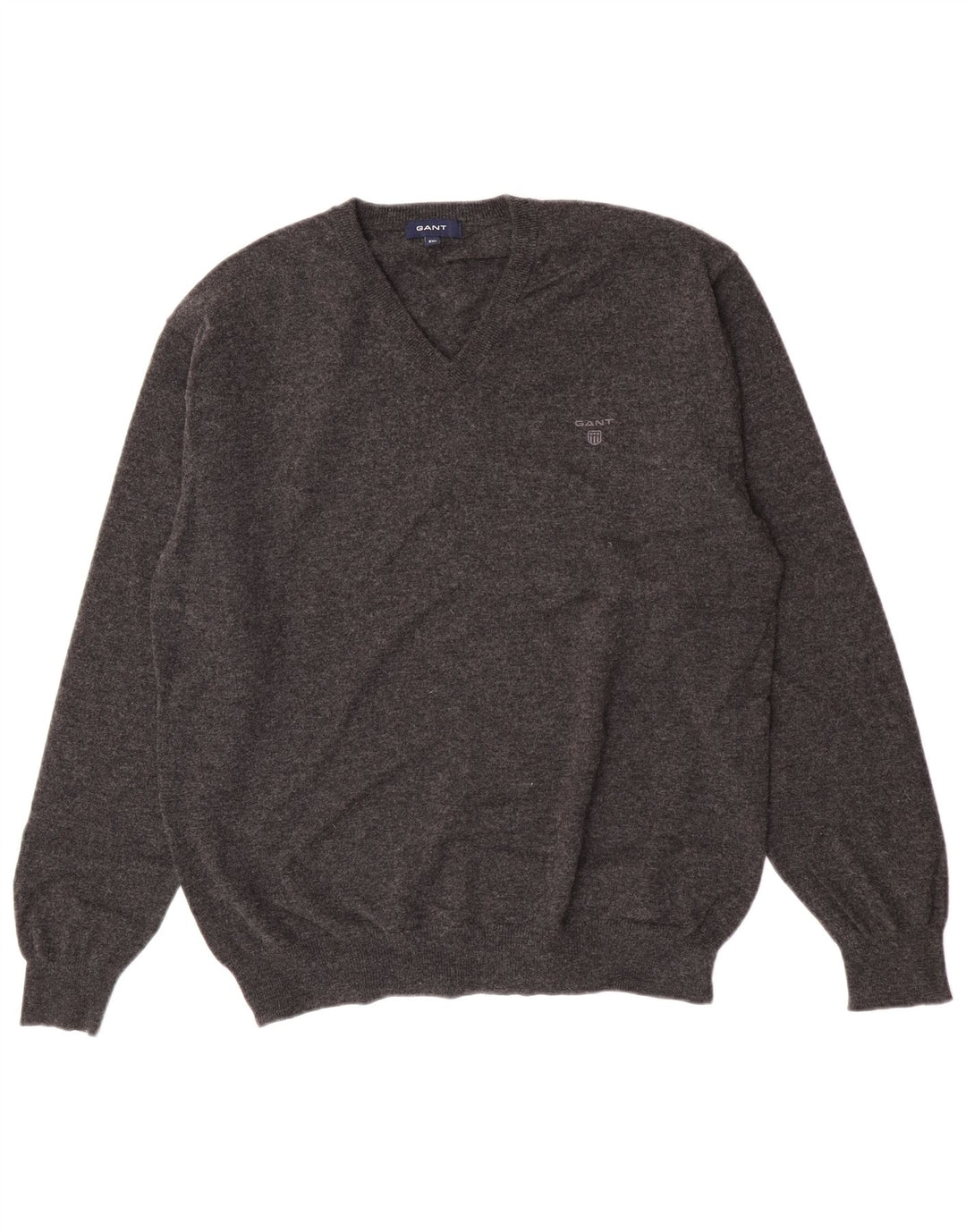 Męski sweter Gant z dekoltem w kształcie litery V, 2XL, szara wełna owcza