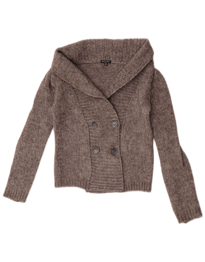 Sweter damski Massimo Dutti Crop Cardigan UK 12 Średni szary wełniany