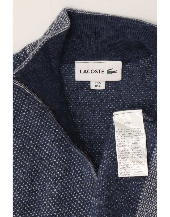 Lacoste Męski sweter rozpinany, rozmiar 5, duży, niebieski, wełniany