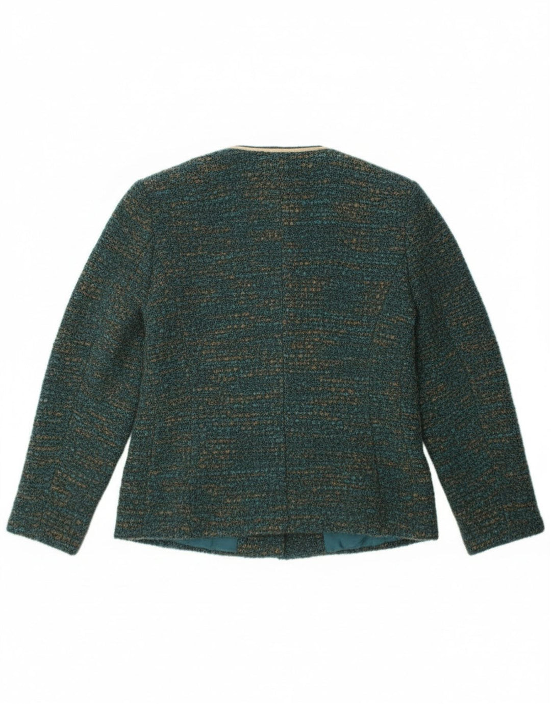 Vintage damska marynarka zapinana na 4 guziki UK 12, średnia, zielona nakrapiana