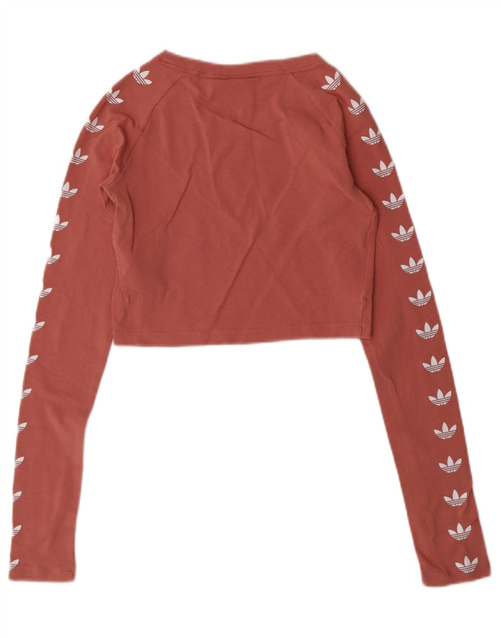 Damska koszulka ADIDAS Crop Graphic z długim rękawem, UK 6 XS, różowa bawełna