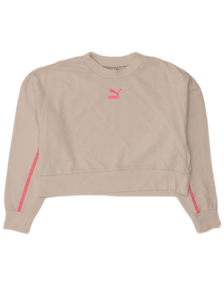 Damska bluza dresowa PUMA Crop Oversize UK 14, średnia biała bawełna
