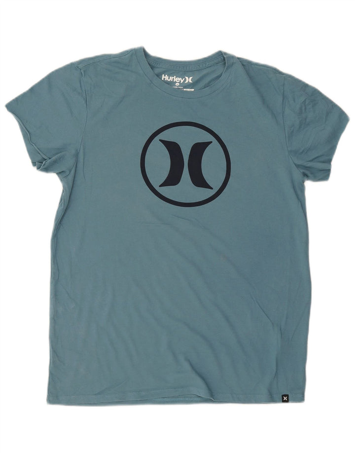 Męski T-shirt Hurley Dri Fit z grafiką, średni niebieski, bawełniany