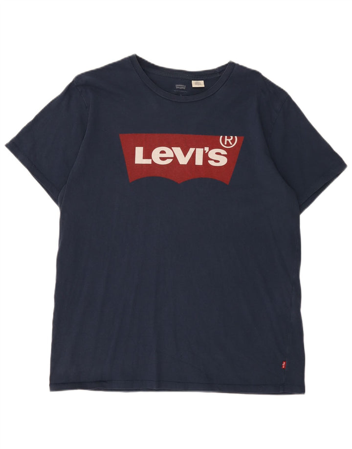 Męski T-shirt z grafiką LEVI'S, duży, granatowy, bawełniany