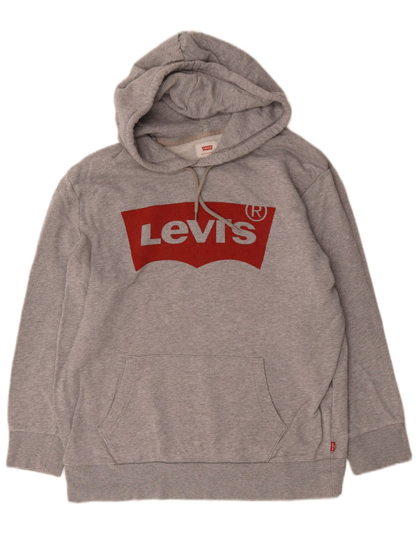 Damska bluza z kapturem Levi's UK 16, duża, szara, nakrapiana bawełna