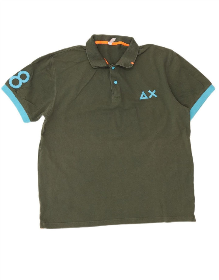 SUN68 Mens Graphic Polo Shirt 3XL Green