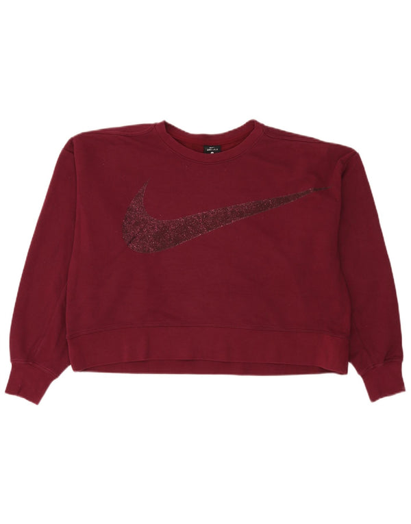 Damska bluza z grafiką oversize Nike, UK 10, mała, bordowa bawełna