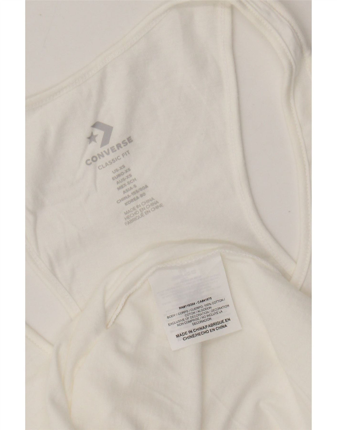 Damska kamizelka CONVERSE o klasycznym kroju z grafiką UK 6 XS, biała bawełna