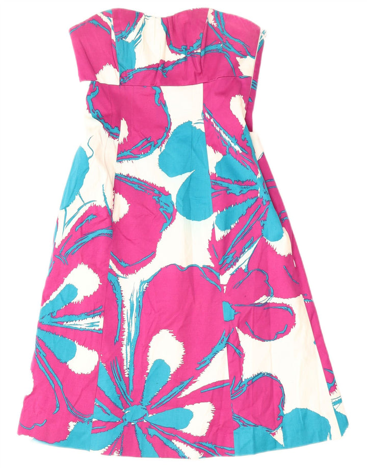 Damska sukienka bez ramiączek Coast UK 8, mała, różowa, bawełniana w kwiaty