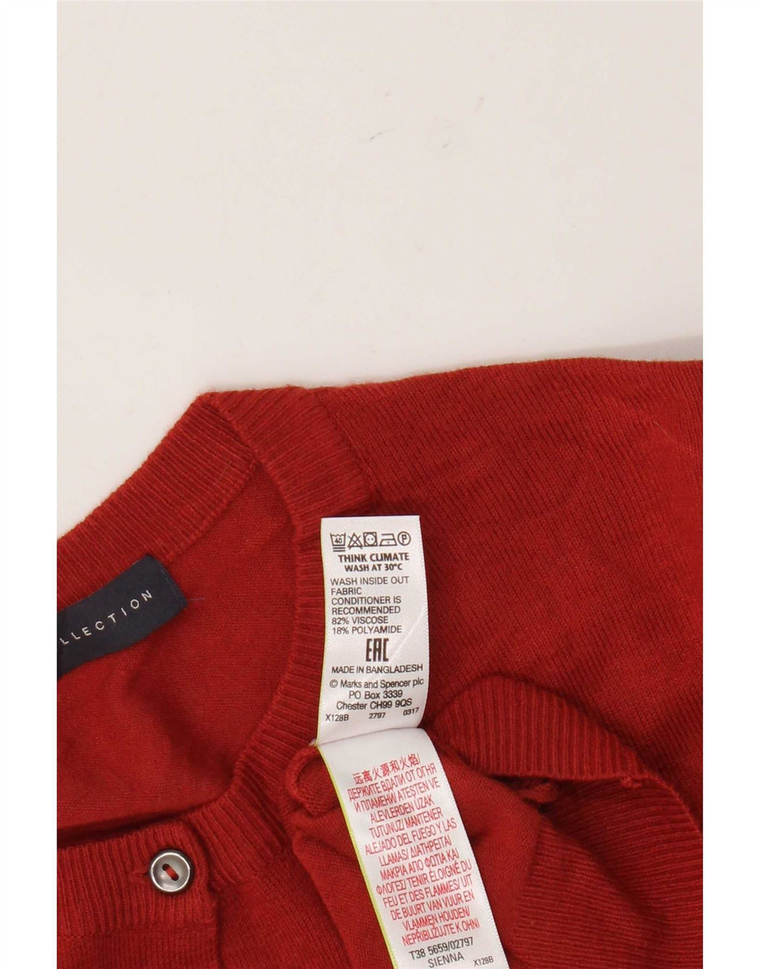 Marks & Spencer Damski sweter kardigan UK 14, duża, czerwona wiskoza