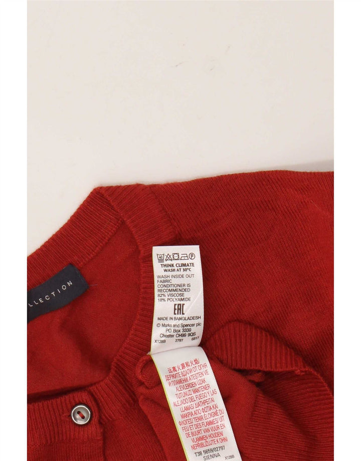 Marks & Spencer Damski sweter kardigan UK 14, duża, czerwona wiskoza
