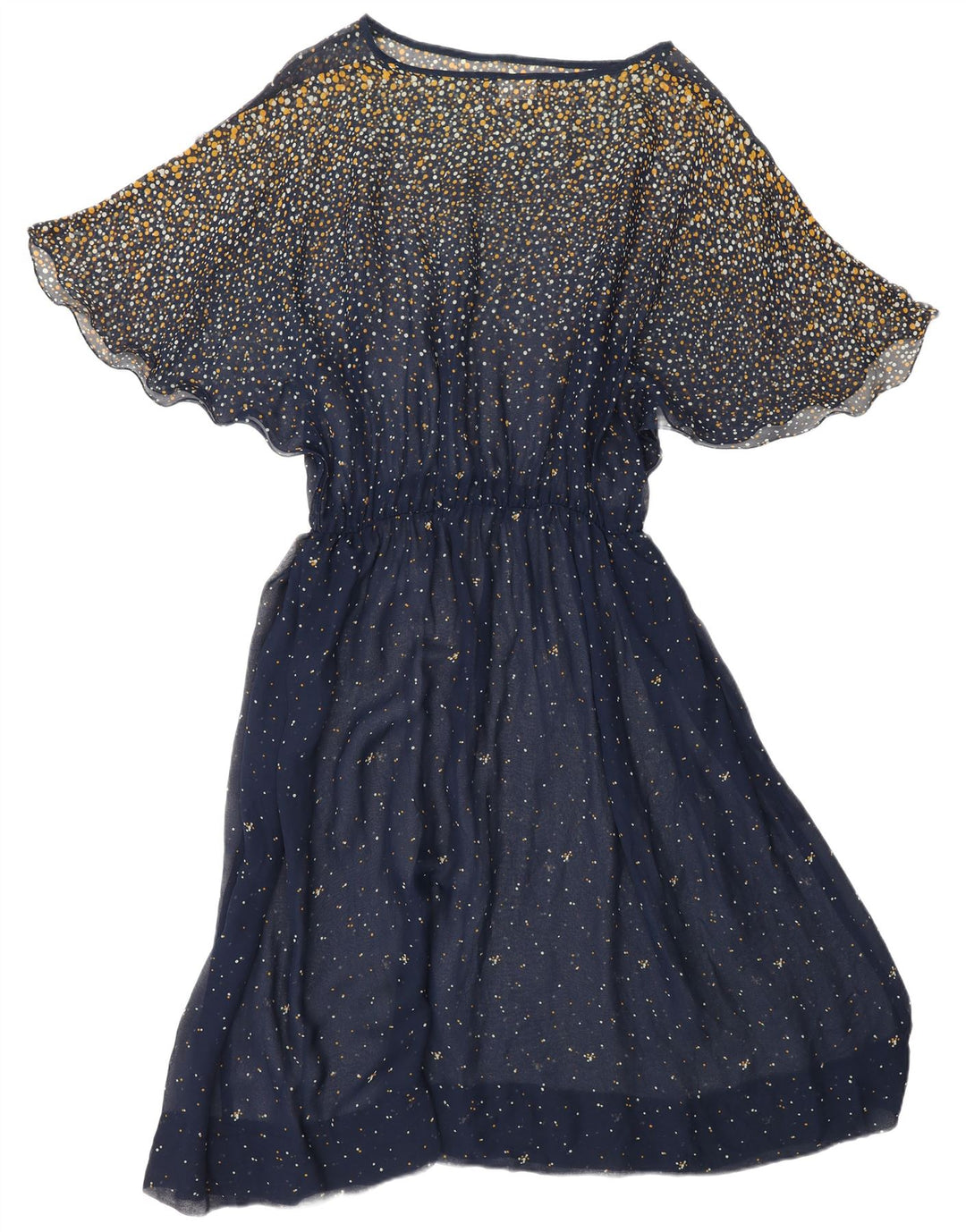 VINTAGE Damska sukienka maxi Batwing UK 18 XL Granatowy octan w cętki